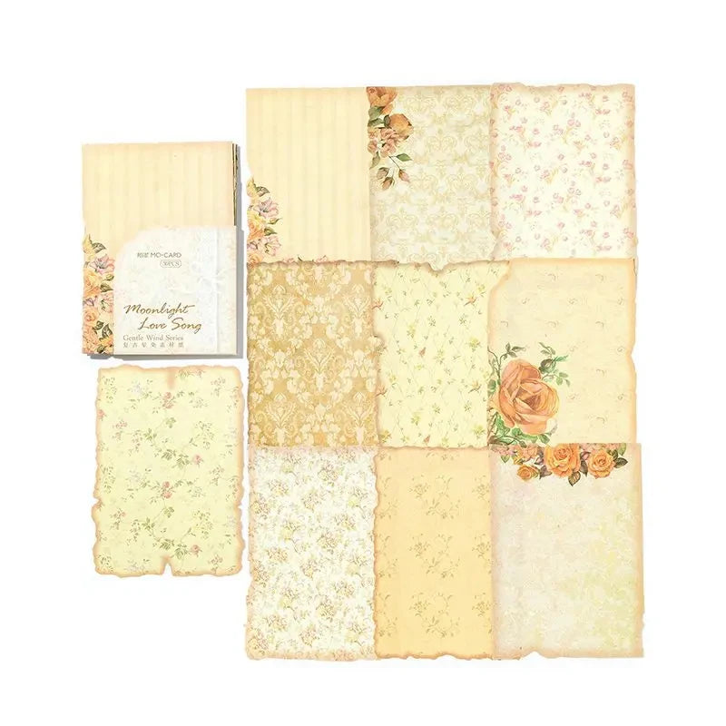 Vintage Dyeing Floral Paper, Gentle Breeze Series, Scrapbook & Journal Background Paper, Creative Material for Handmade Collage Qme D