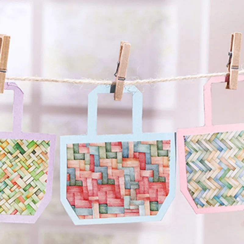 1 Roll Washi Tape Colorful Imitation Woven Pattern Landscape Tape Collage Material DIY Greeting Cards Cup Photo Frame Decoration Qme