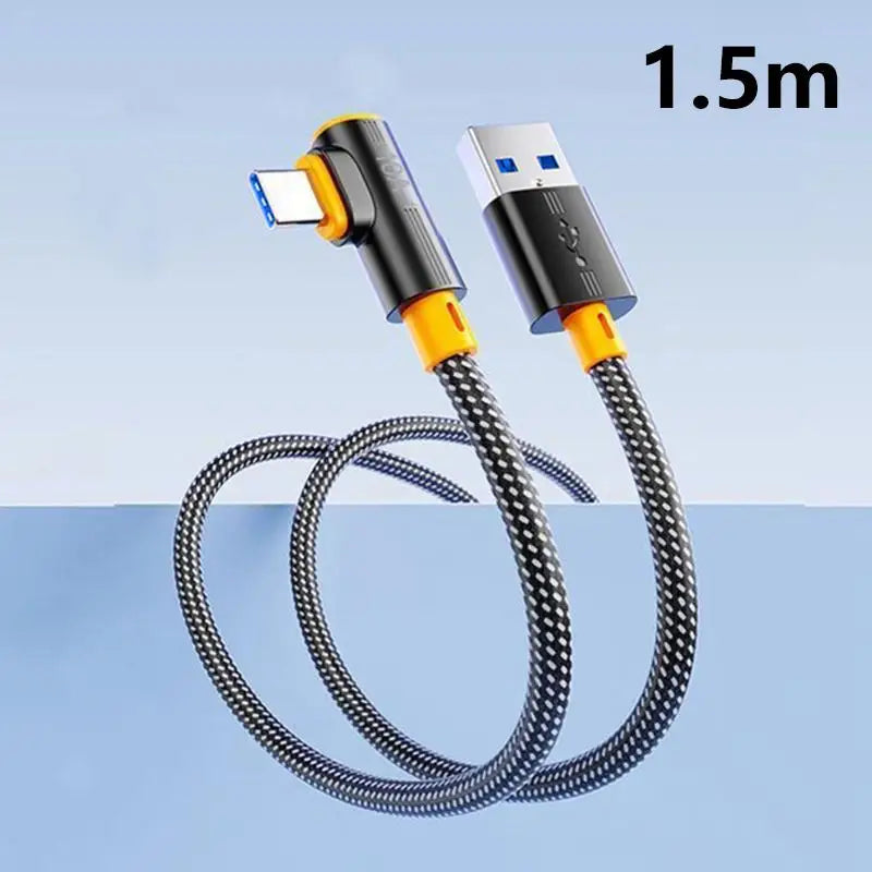 USB Type C 240W Fast Charging Cable USB-C 90° Elbow Data Line 1M/1.5M/2M/3M PD Quick Charge 3.0 Wire For Samsung Huawei Xiaomi Qme black A-C 1.5m