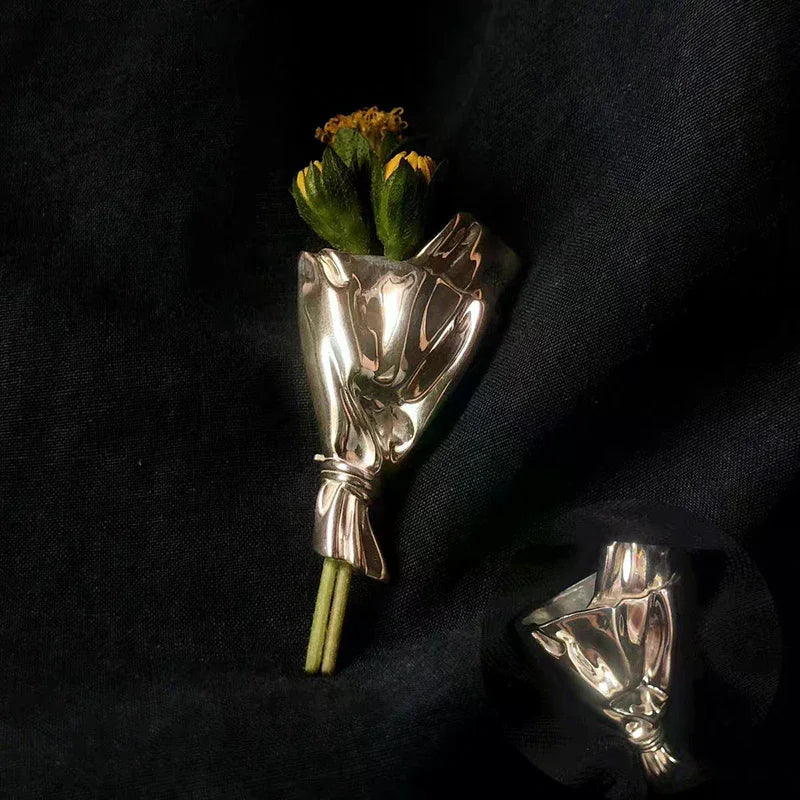 Flower Insert Brooch Metal Branch Pins For Brooches Fashion DIY Clothing Corsage With Insert Flowers Wearable Women Brooch Pins Qme