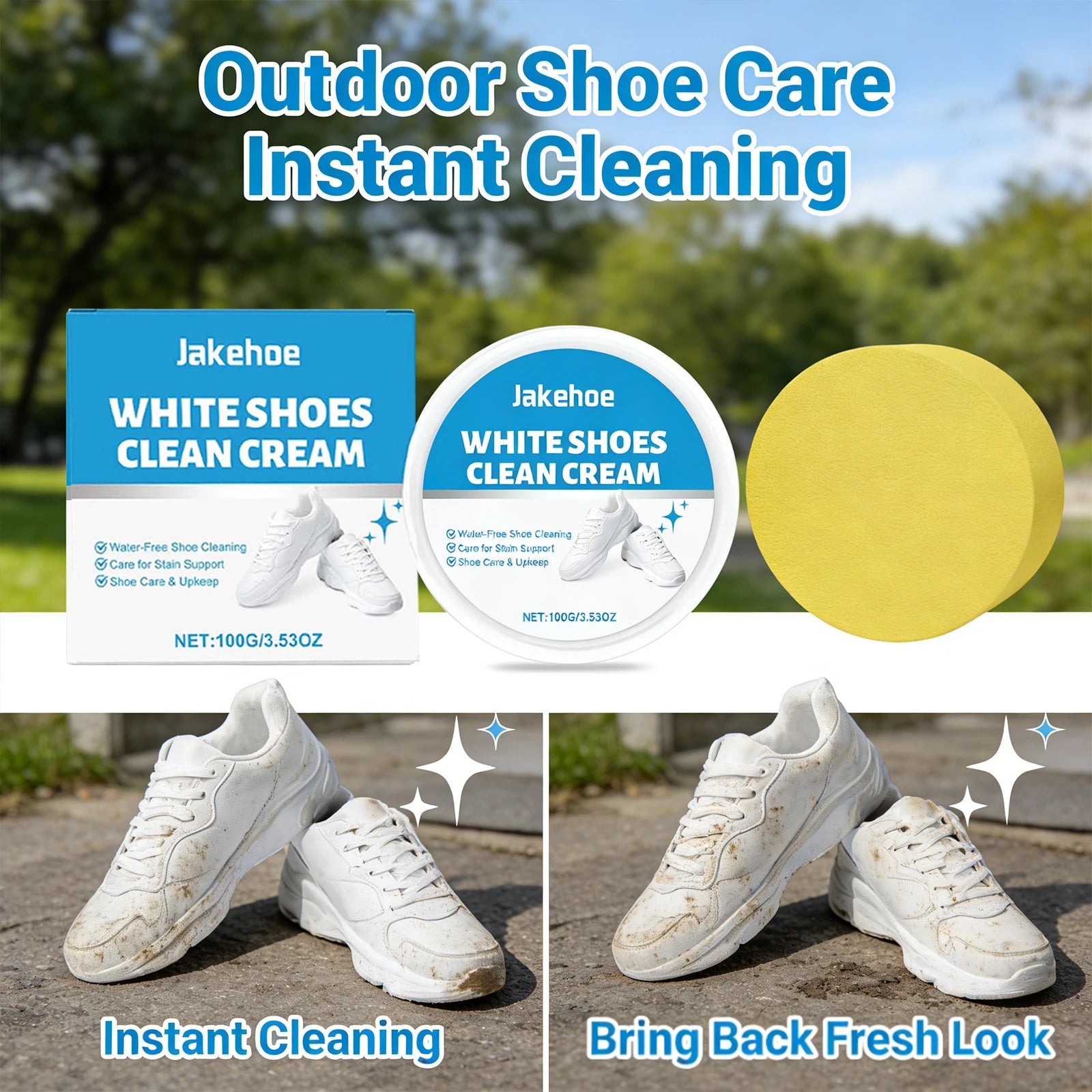 White Shoe Cleaning Cream Remove Yellow Stains Reduce Odor Water-Free Restore Luster Decontamination Specific White Shoe Cleaner Qme