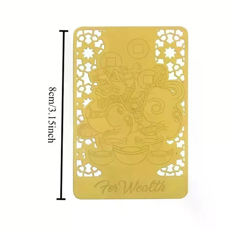 Fengshui Wealth Talisman Gold Card Chinese Prosperity Amulet With Pixiu Attracting Wealth Protection Feng Shui Home/Office Decor Qme