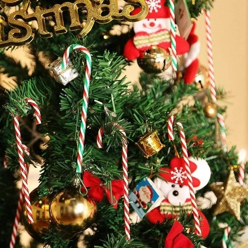 Christmas Candy Canes Xmas Tree Acrylic Crutch Hanging Pendant Ornaments New Year Party Home Decoration Kids Toy Gifts 10/20Pcs Qme