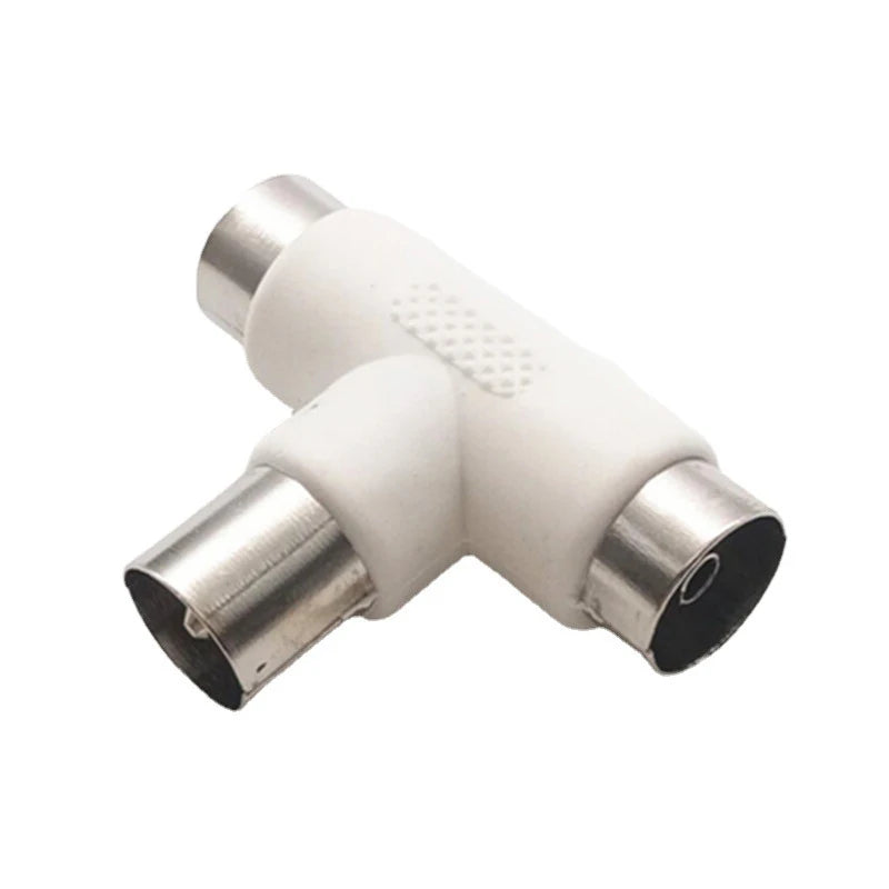 50pcs Cable TV Splitter Three-way T-shaped Plug TV One Revolution Two Female RF Adapter Signal Line Connector Adapter Qme
