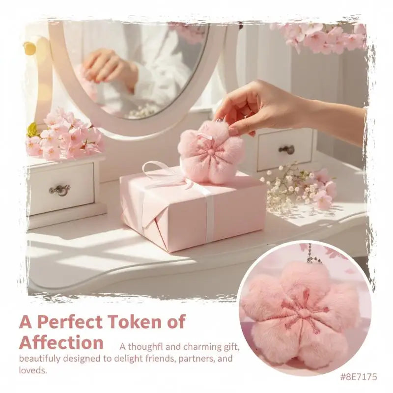 2026 New Cherry Blossom Series Plush Doll Pendant Kawaii Pink Flower Car Keychain Gift For Cute Girlfriend Bag Decoration Qme