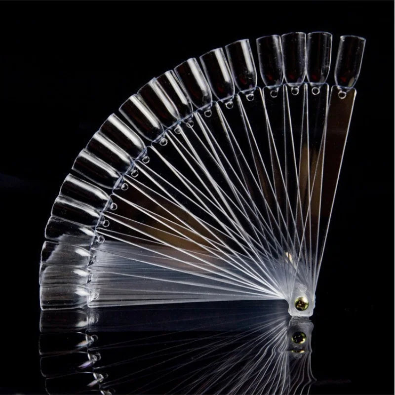 Nail Tips Display Clear Nature Color False Nail Tips For Gel Nail Polish Practice Board Tool Fan Shaped Palette Qme 50 Transparent screw