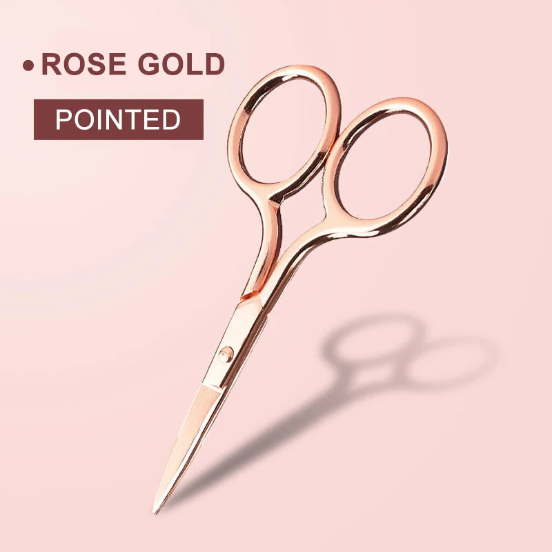 Z'LRAQI BEAUTY Rose Gold Eyebrow Scissors Eyelash Stainless Steel Qme Rose gold