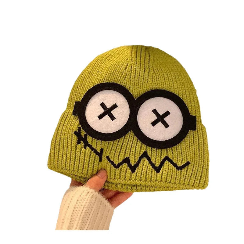 Funny Cute Knitted Woolen Hat Women Autumn Winter Cartoon Warm Qme Light Green