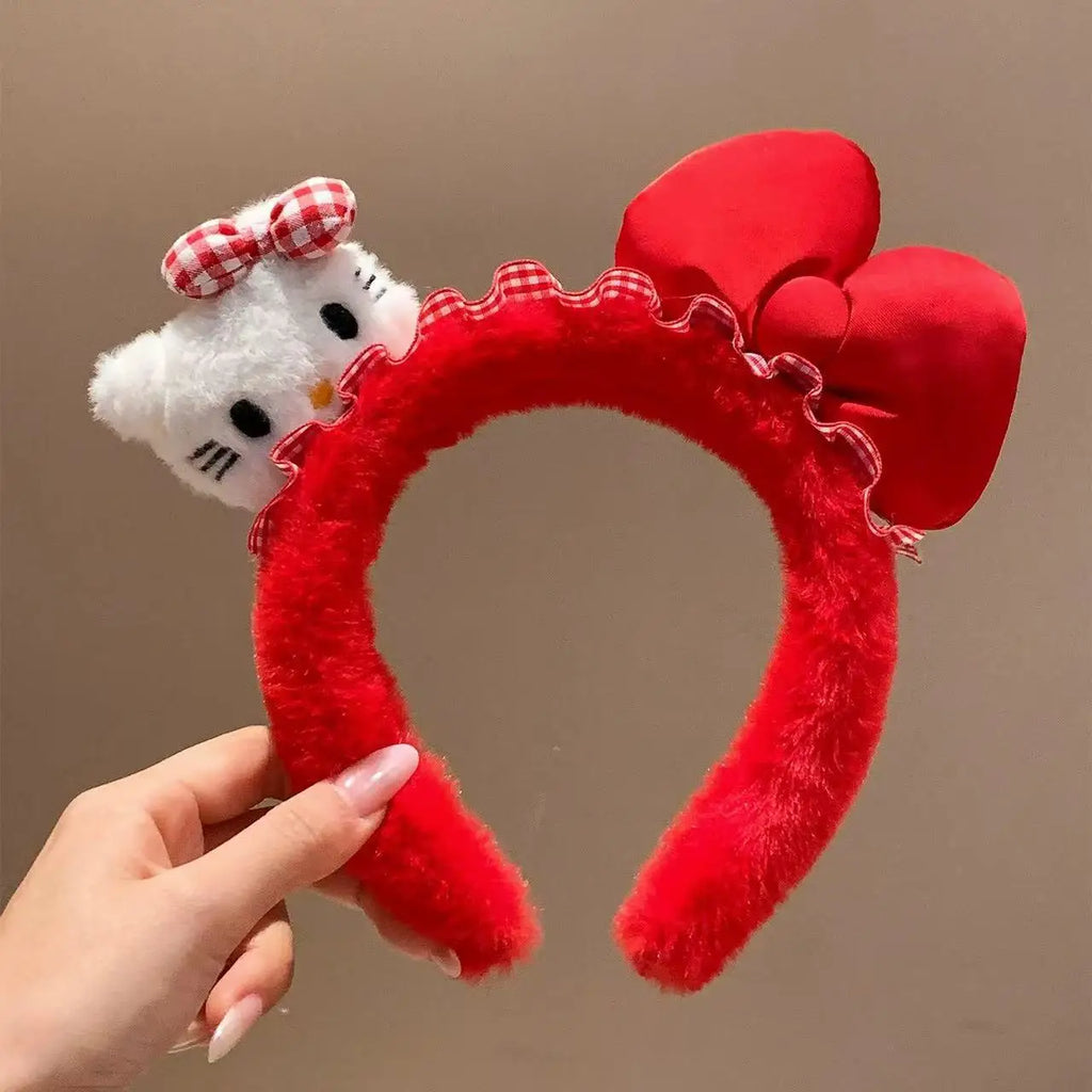 Hello Kitty Sweet Cartoon Headband Cute Bow Versatile Hair Accessory Qme 3