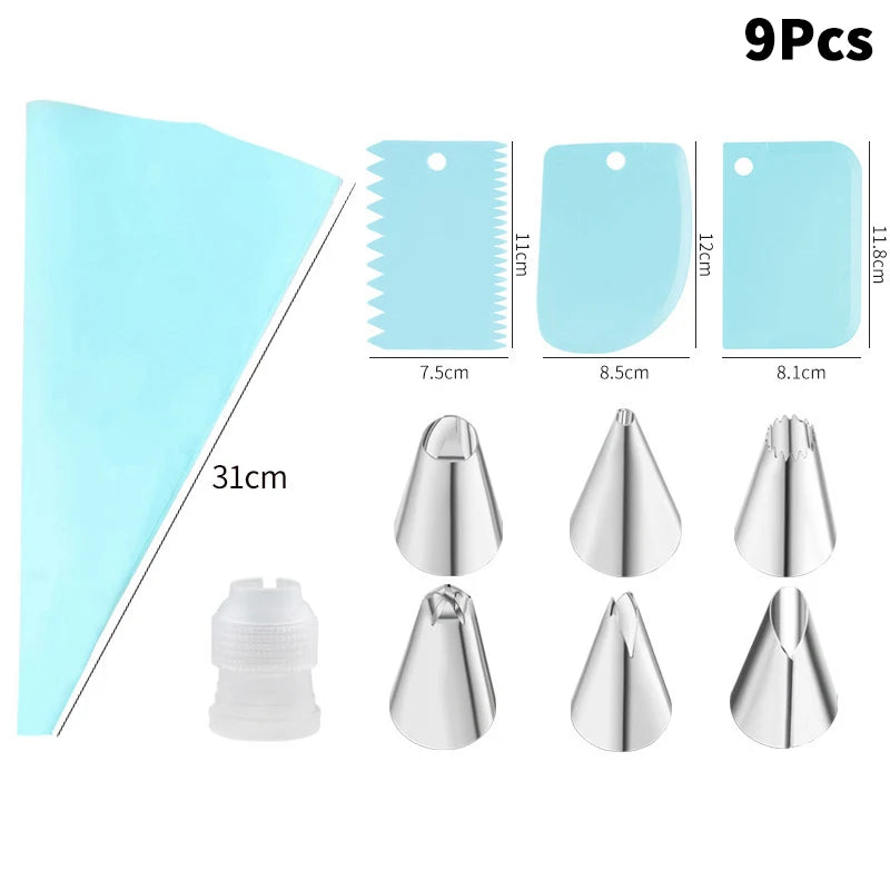CC11Stainless Steel Piping Nozzle Kitchen Cake Icing Cream Decor Tool Qme 9 Blue