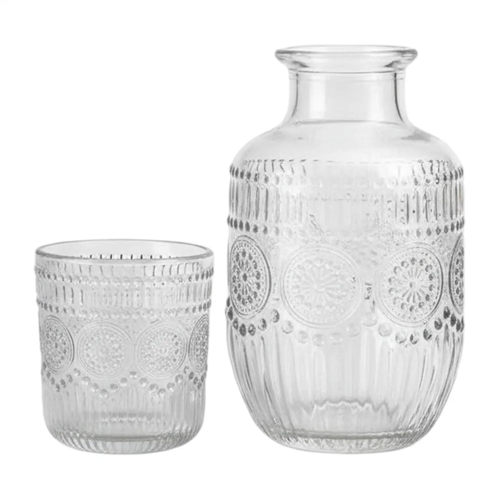 Bedside Carafe and Glass Set Snowflake Design Elegant Pitcher Glass Carafe for Tea Coffee Milk Juice Drink Tea Coffee Milk Juice Qme