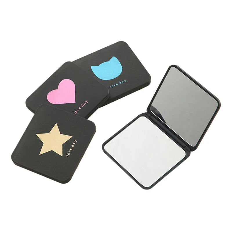 Double-side Compact Mirror Pocket Cosmetic Mirrors Foldable Makeup Qme