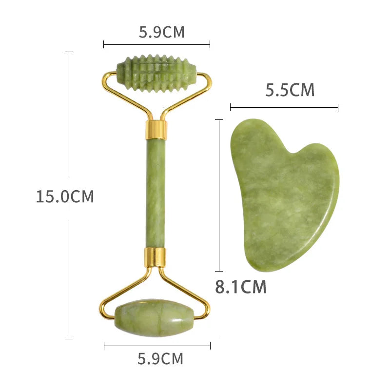 Jade Massagers Face Body Gua Sha Scraper Beauty Facial Roller Natural Qme