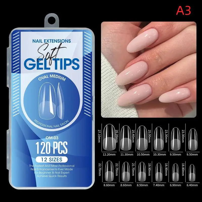 1box False Nail Tips Clear Semi-frosted Full-coverage Soft Fake Nails Qme A3