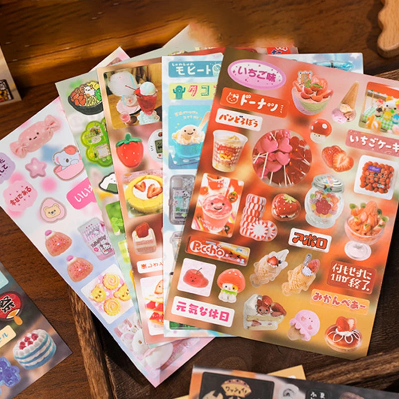 Vibrant Japanese Snack Sticker Book, Izakaya & Dessert Shop Elements, Ideal for DIY Creators & Junk Journal Decoration Qme