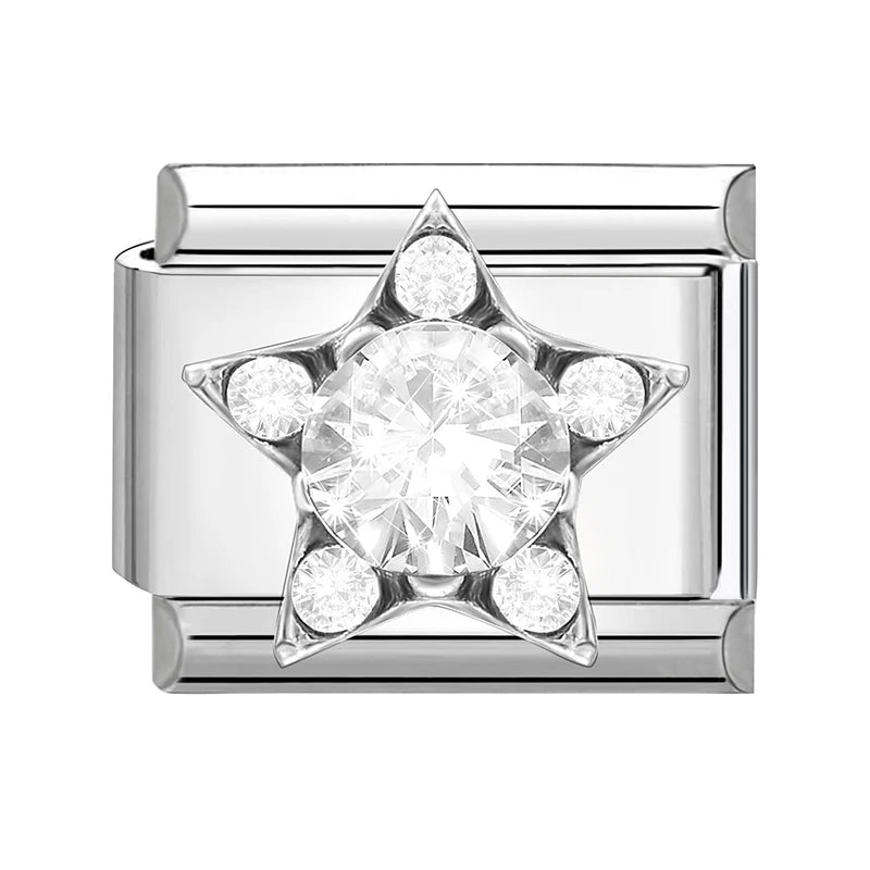 Bright Zircon Multielement Stars Shell ButterflyItalian Charm Links Fit 9mm Stainless Steel Bracelet Women Jewelry DIY Making Qme Style 5