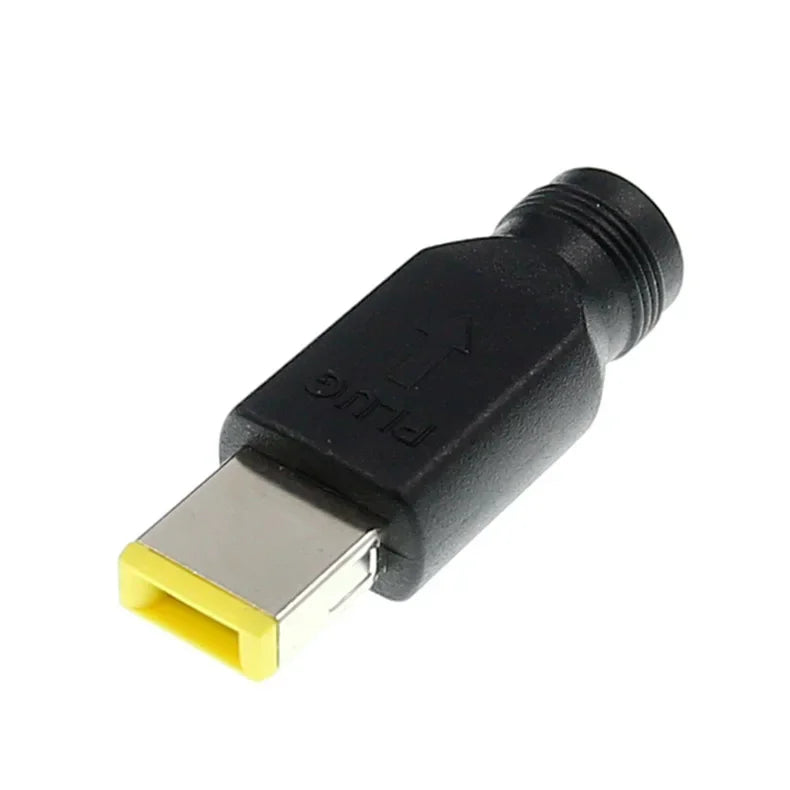 DC 5.5x2.1mm Female To Square Plug 20V Power Converter Socket Connector for Lenovo ThinkPad AC Power Adapter Charger Supply Qme black