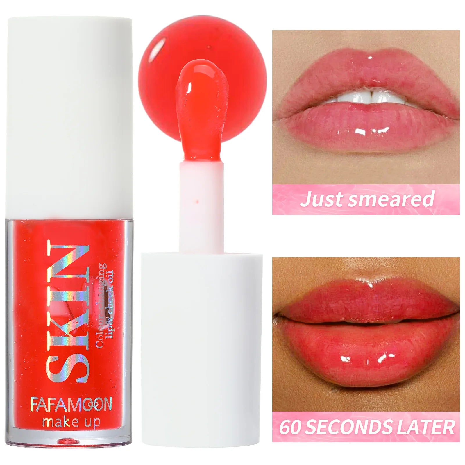 Black Brin Jelly Lip Oil Moisturizing Lip Gloss Lip Plumper Color Changing Nutritious Transparent Cherry Mineral LipOil Tinted Qme 06