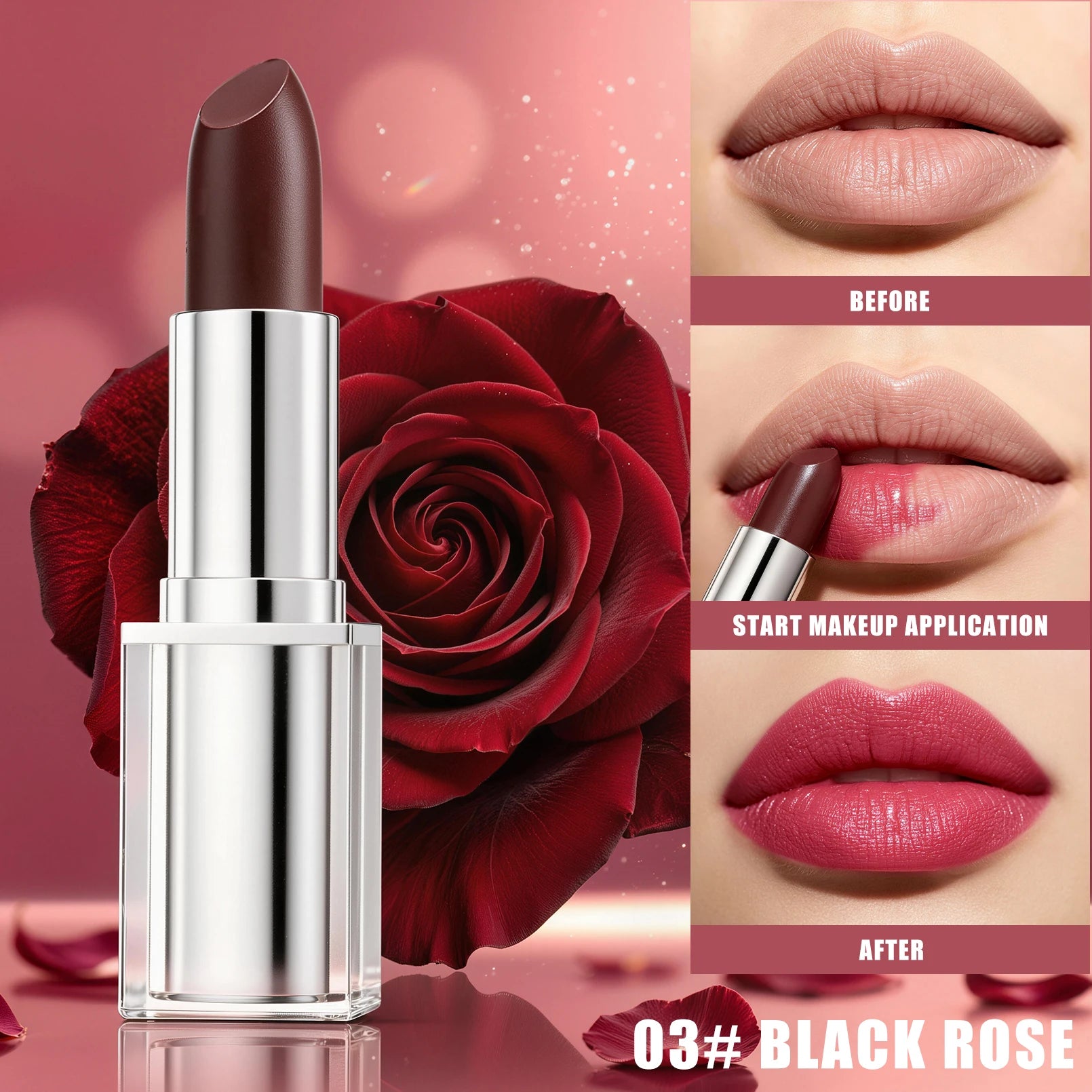 Temp Change Glitter Lipstick Pearlescent Lip Gloss Moisturizing Waterproof Long Lasting Non-stick Cup Lip Balm Women Lip Makeup Qme 9910-3