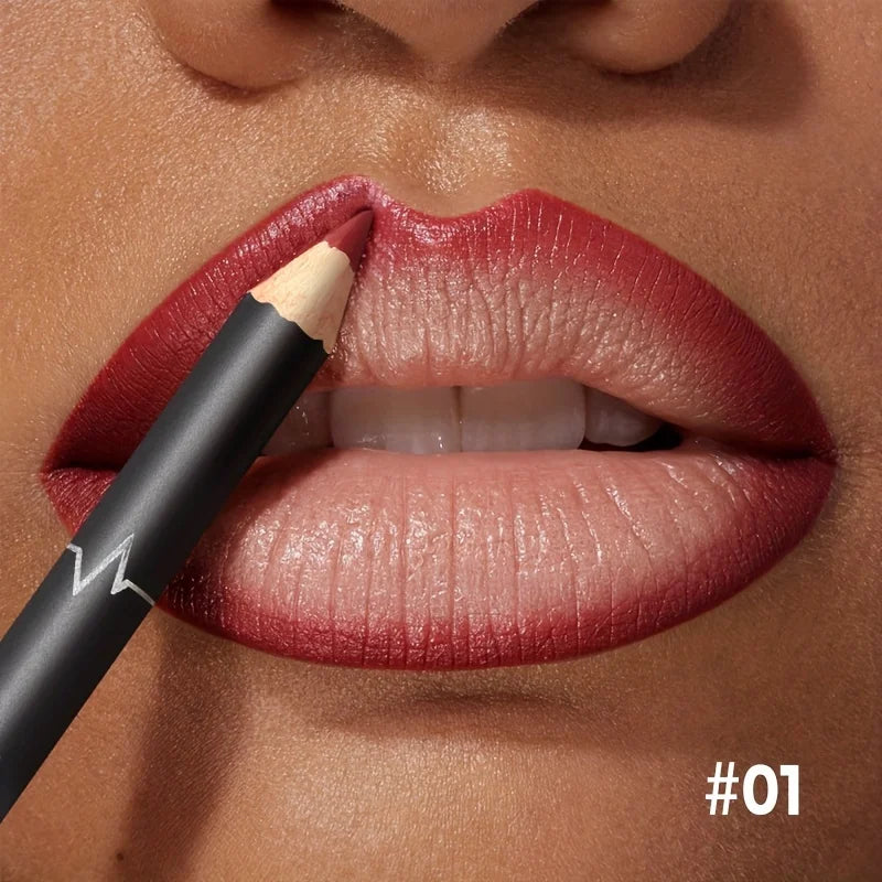 Waterproof Matte Lipliner Pencil Red Contour Tint Lipstick Long Qme 01