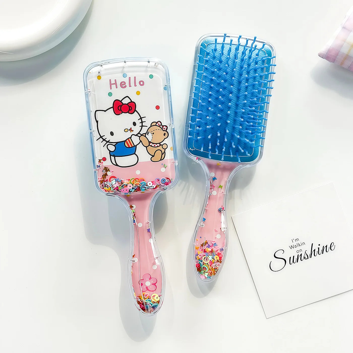 Hello Kitty Kuromi Square Clear Comb Cartoon Cushion Comb Hair Comb & Scalp Massager Air-Cushion Comb Qme 11