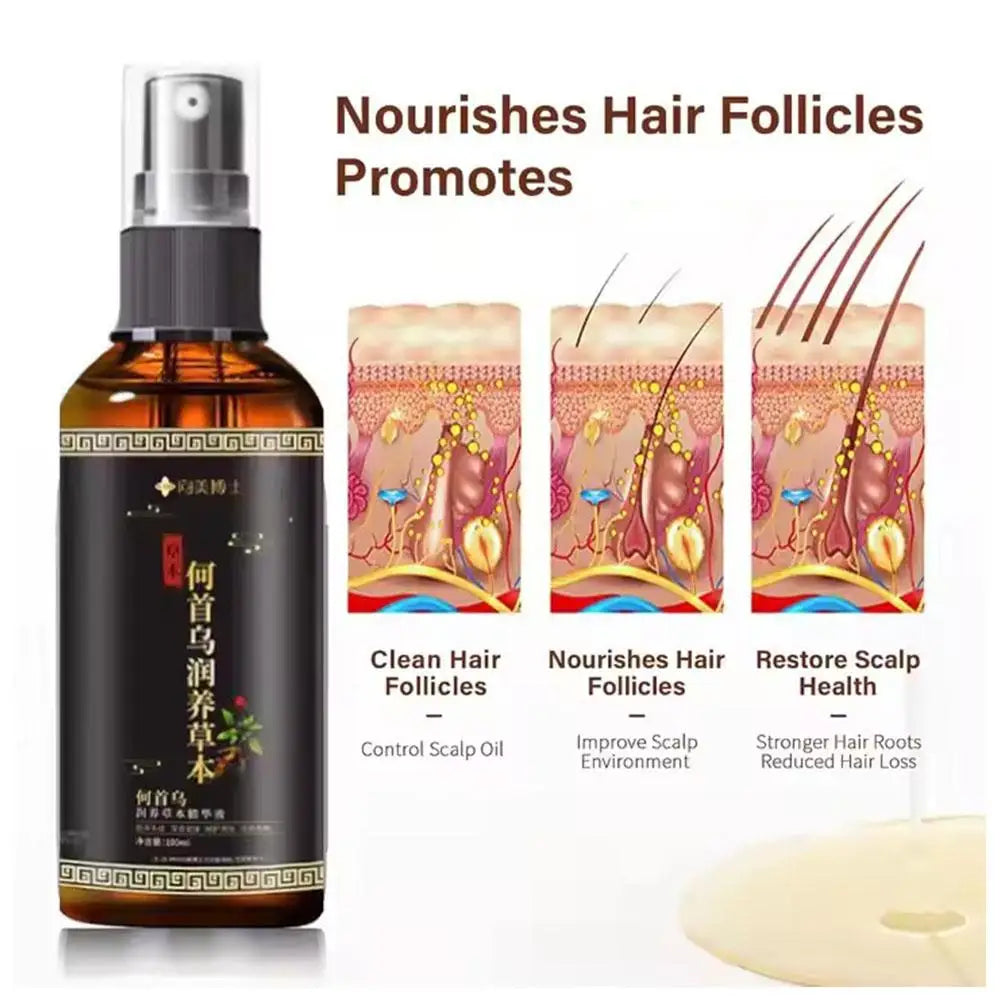 Hair Serum Growth Spray Men Women Loss Solution Polygonum Multiflori Qme