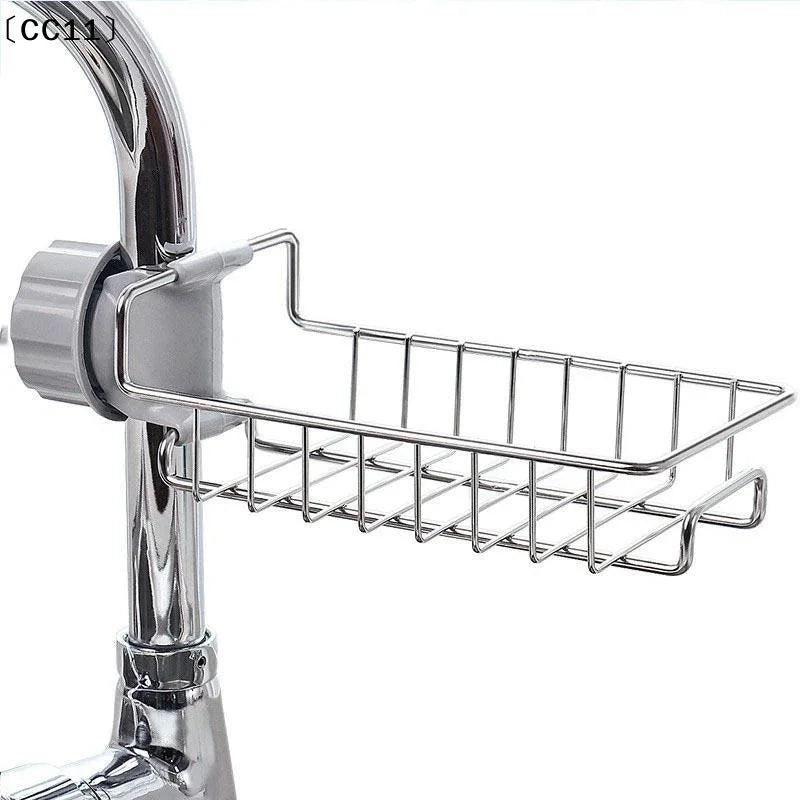 Kitchen Stainless Steel Sink Drain Rack Sponge Storage Faucet Holder Qme