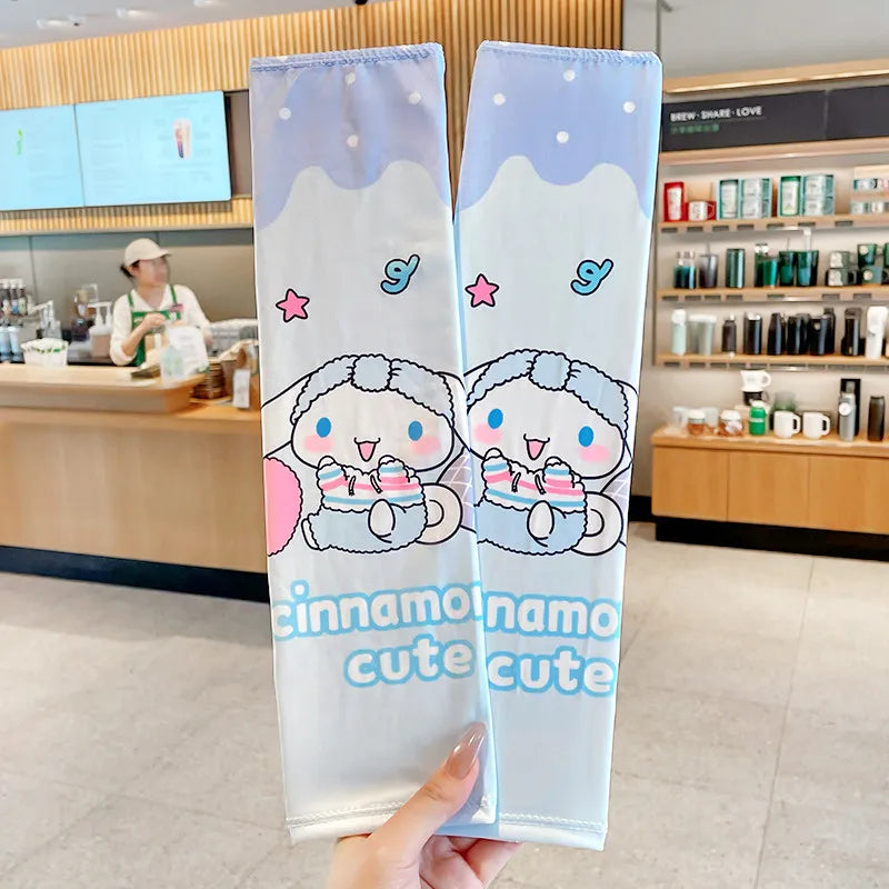 Hello Kitty Kuromi Sun Protection Arm Sleeves—Breathable Cooling Arm Sleeves for Students—UV-Protective Cooling Silk Arm Sleeves Qme 13