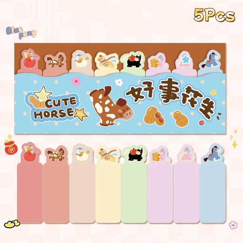 5 10Sets Cute Pony Cartoon Index Sticker Has Stickiness Tearable Qme A1