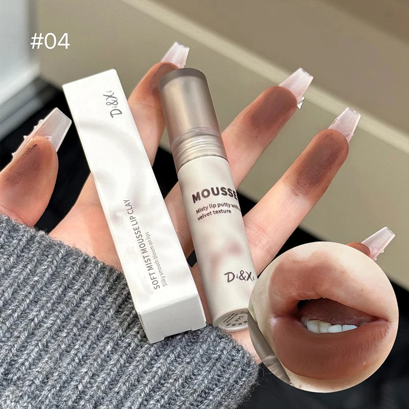 Gothic Matte Black Lip Mud Waterproof Lasting Lipstick Nude Brown Qme NO.D28-4
