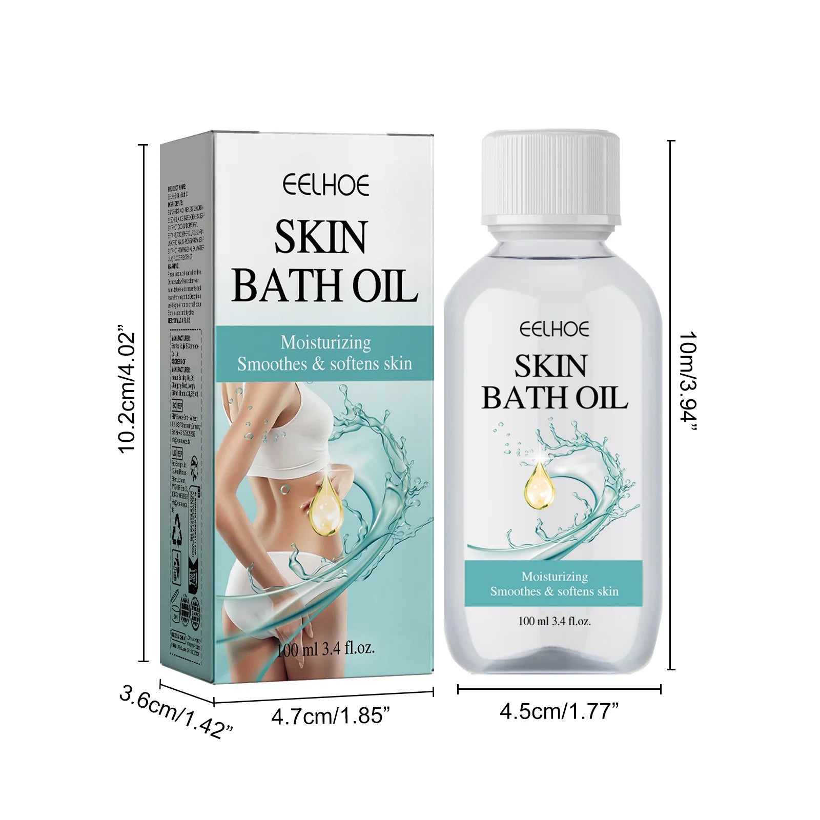 Skin Bath Oil Deep Nourishing Body Cleansing Oil Moisturizing Body Shower Oil for Dry Skin Removes Waterproof Sunscreen Hydrates Qme 100ml Boxed