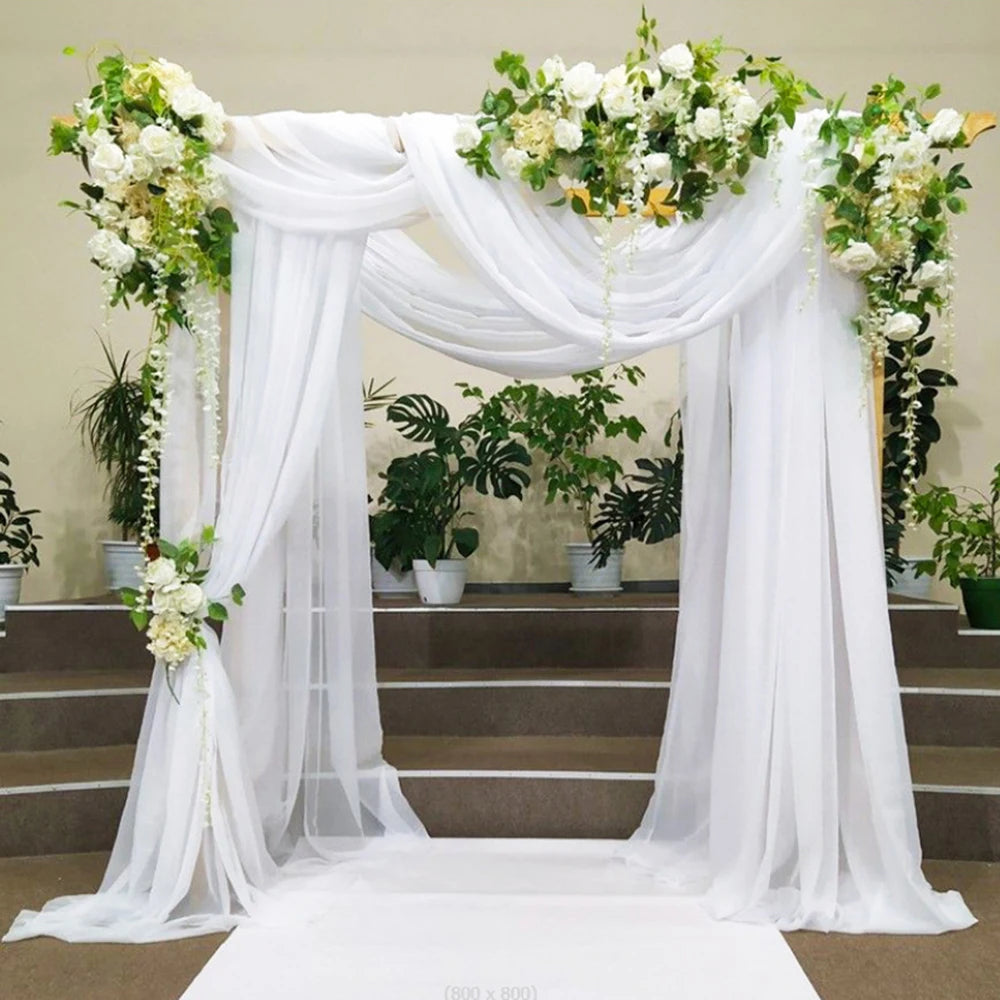 Shaman Wedding Mesh Outdoor Wedding Party Scene Decoration Background Wedding Arches Curtain Mesh Qme white
