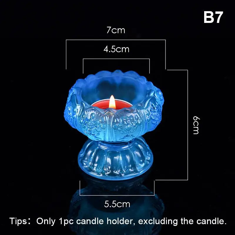 Glass Lotus Candle Holder Windproof Heat Resistant Suitable Use As Qme B7
