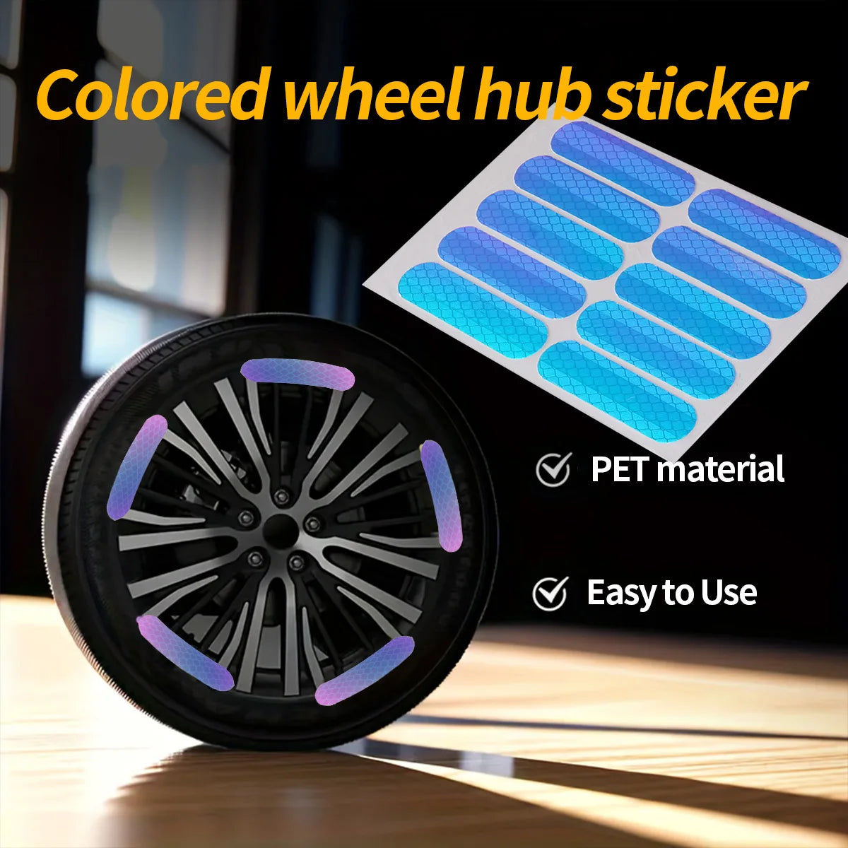 Seven-Color Laser Car Decoration Accessories Anti-Collision Reflective Warning Stickers for Car Motorcycle Wheels Qme