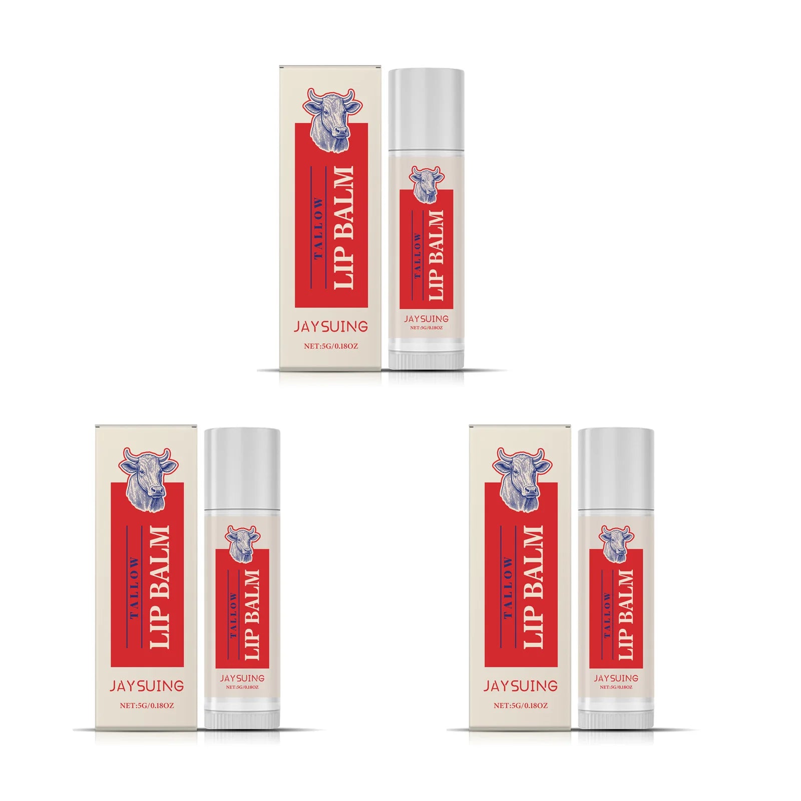 Tallow Lip Balm Ultra Nourishing Non-Greasy Softening Fade Lip Lines Remove Dark Anti-Cracking Moisturizing Lip Care Qme 3 x 5g Boxed