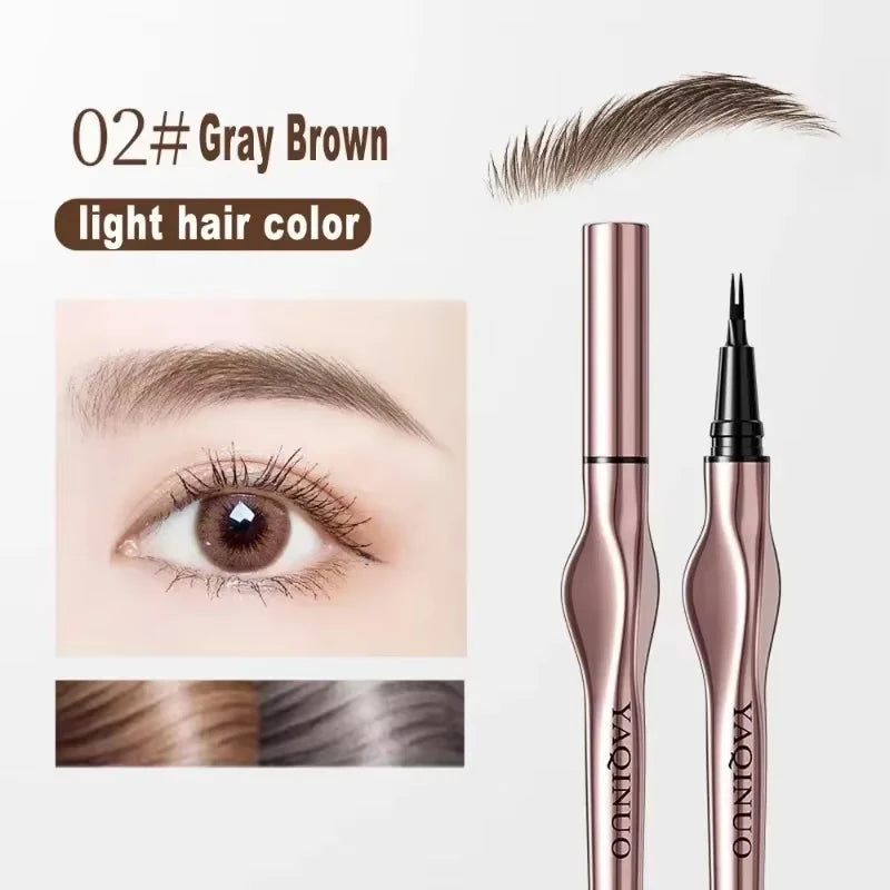 2Points Eyebrow Pencil Long Lasting Easy To Grip Eyebrow Tattoo Waterproof Thin Liquid Lying Silkworm Brow Pen Korean Makeup Qme 02 Gray Brown