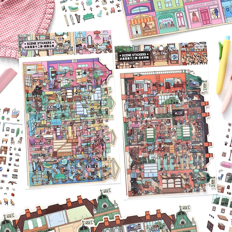 European Style Miniature Room Building Stickers, Versatile for Collage & Decoration, Exquisite Details, Art Collection Qme 2 bags