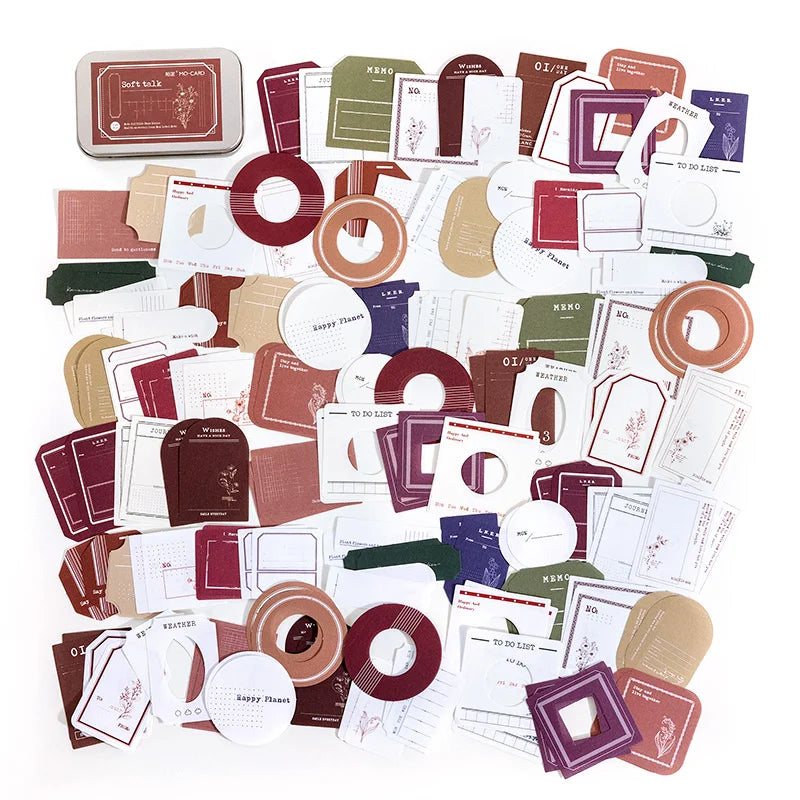 150 pcs Lron box labels Sticky note paper base border color collage message memo Decorative Wild Retro INS Style Craft Supplies Qme A