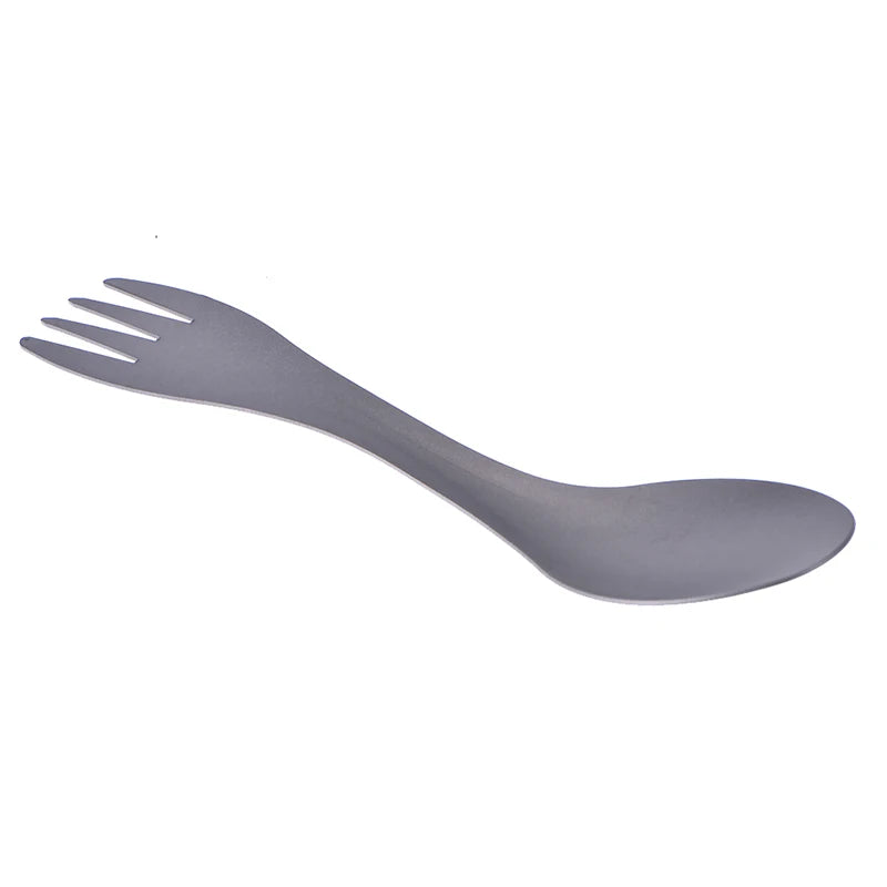 Ultralight Outdoor Camping Titanium Spork Spoon Fork Silver Qme