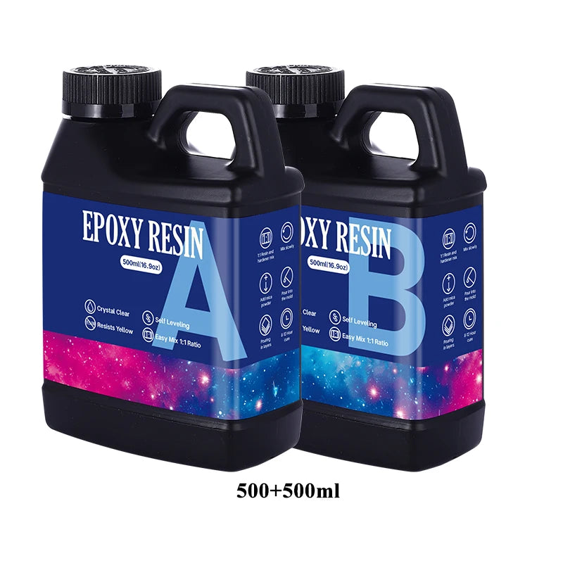 Fast Curing 1:1 Crystal Clear Epoxy Resin Kit Heat Resistant Casting Coating Resin for Art DIY Craft Jewelry Wood Table Top Qme 500ml 500ml