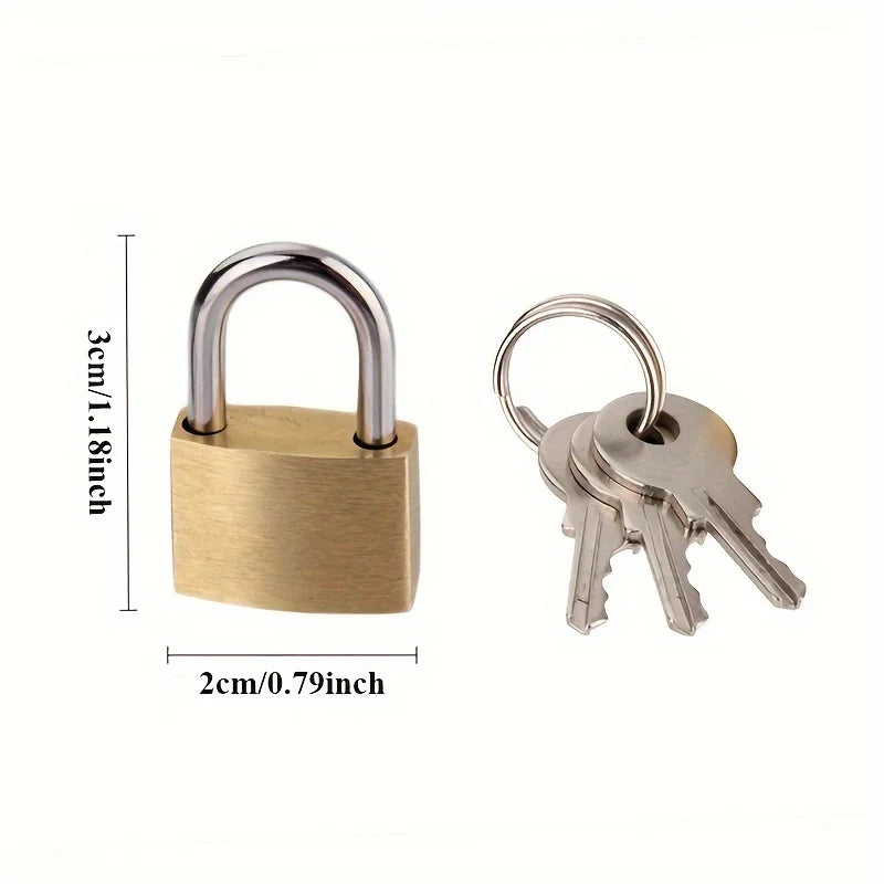 Mini Solid Brass Padlock Anti Rust Waterproof Small Lock with Keys for Drawer Luggage Suitcase Cabinet Gym Locker Toolbox Qme