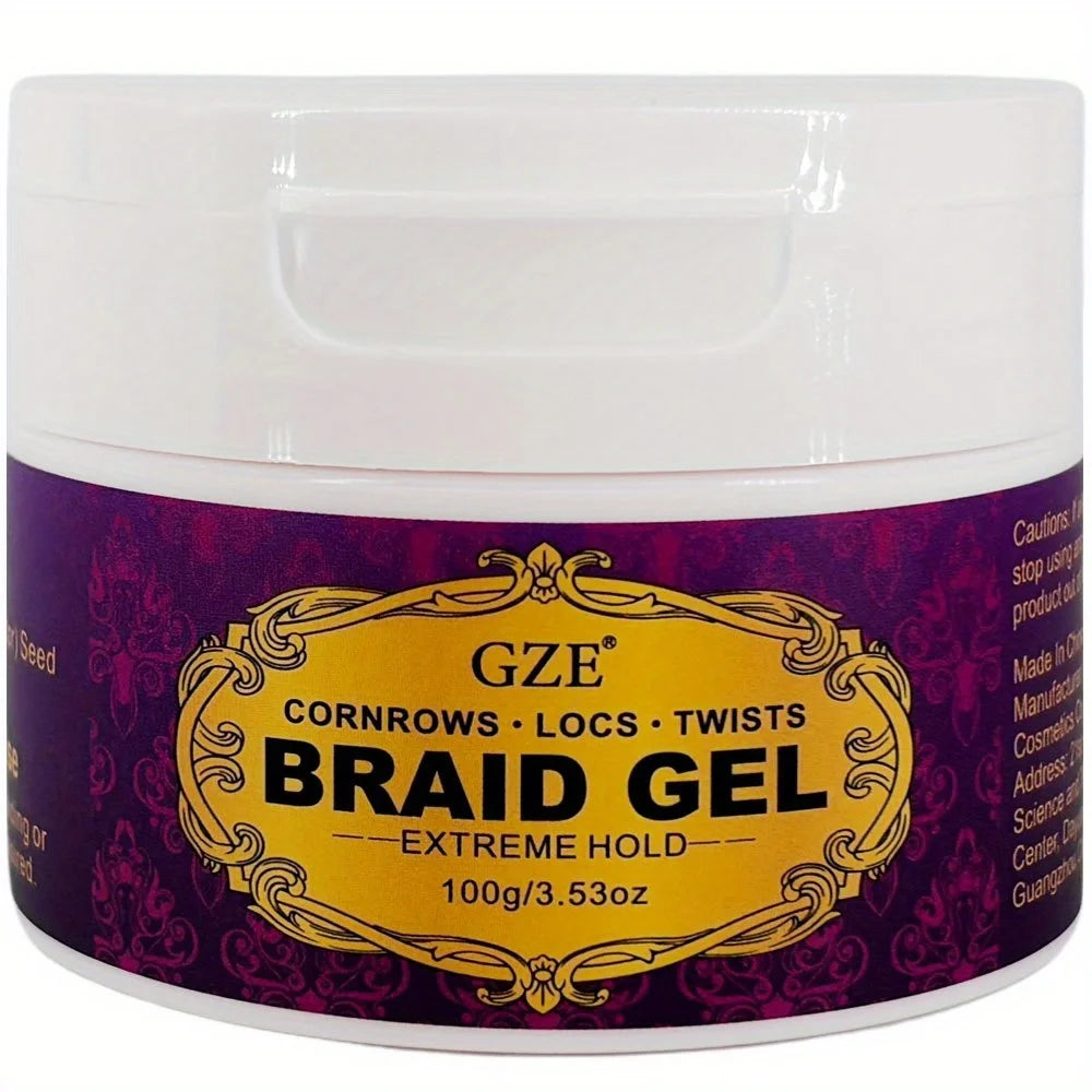 GZE Braid Gel Extra Hold High Shine Braiding Gel & Edge Control Conditioning No Flake Suitable For Twist Locs Braids Edge Qme Braid Gel