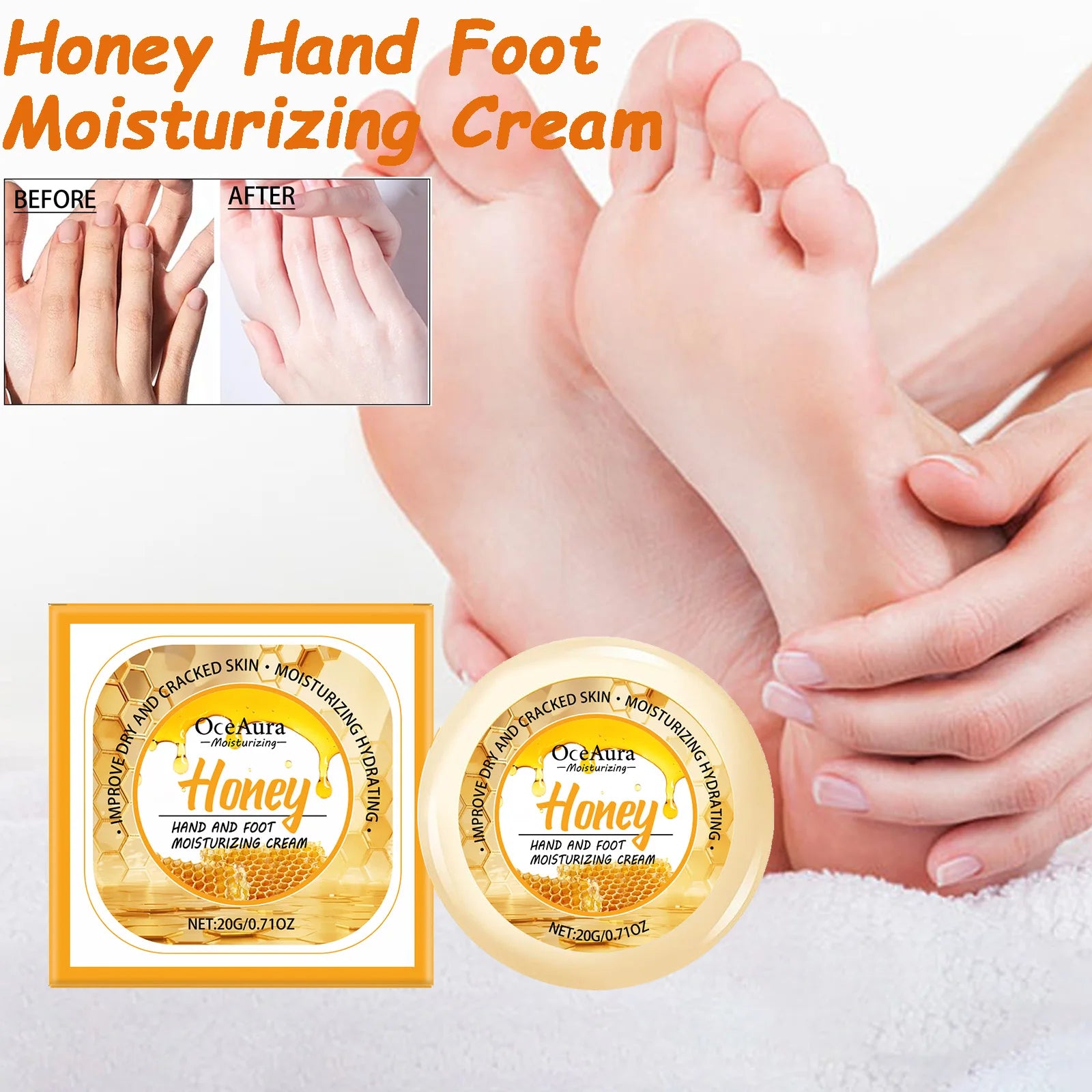 Honey Hand Foot Moisturizing Cream Nourishing Softens Cuticles Anti Dry Cracked Smooth Moisturizing Hand Foot Care Cream Qme