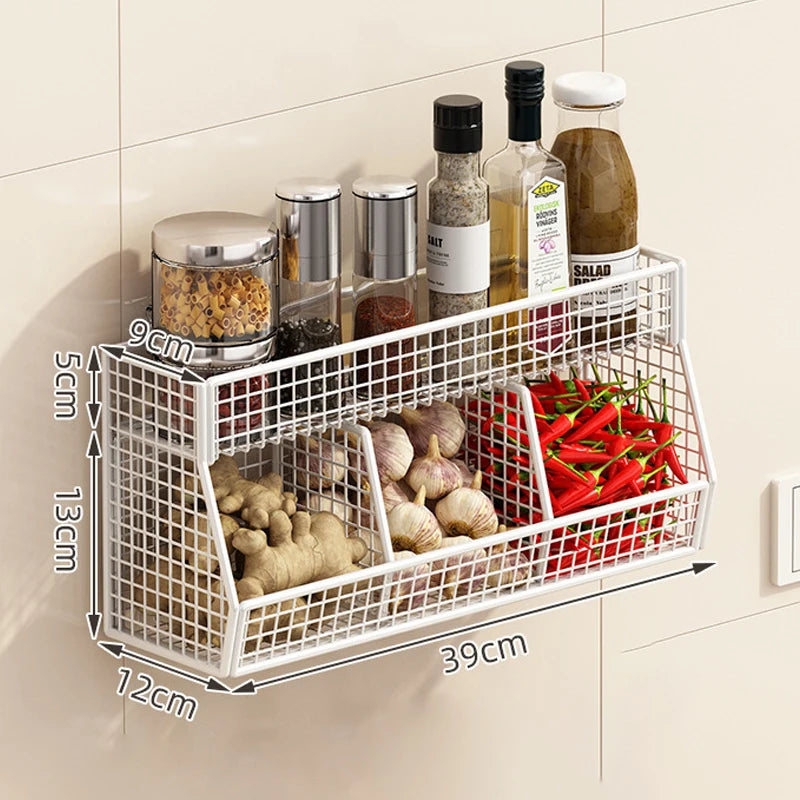 Vegetables Fruits Suitable Home Organization Wall Mounted Kitchen Qme 2 White
