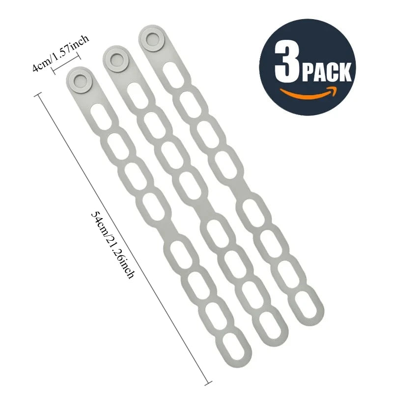 Reusable Silicone Elastic-Bands 3Pcs Pot-Lid Strap Holder Multipurpose for Clay-Pots Bowls Lunch Box Curtain Use Qme 3Pcs Gray