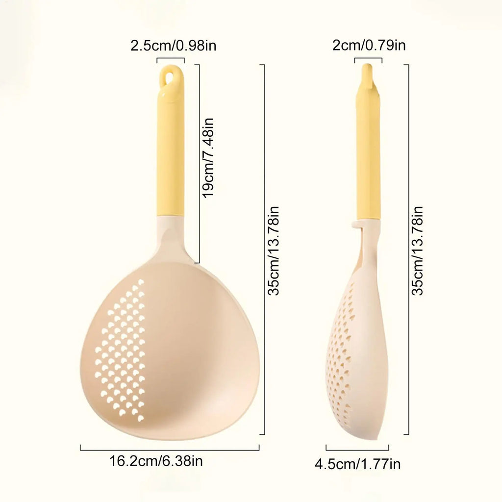 Kitchen Spoons Cooking Silicone Handle Large Ladle Perforated Soup Qme