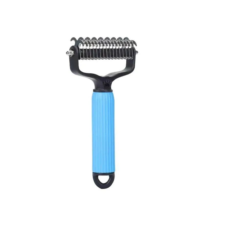 Professional Universal Double Sided Stainless Steel Pet Detangling Qme blue-large-17 teeth