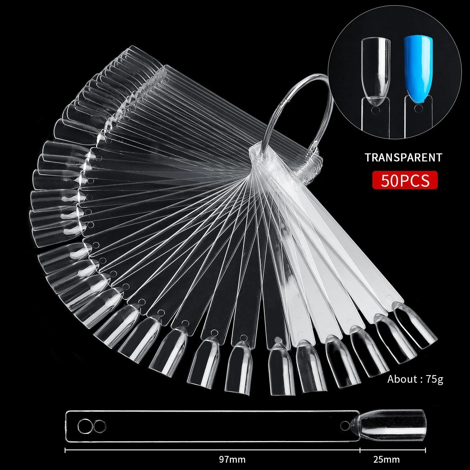 Nail Tips Display Clear Nature Color False Nail Tips For Gel Nail Polish Practice Board Tool Fan Shaped Palette Qme 50 Transparent ring