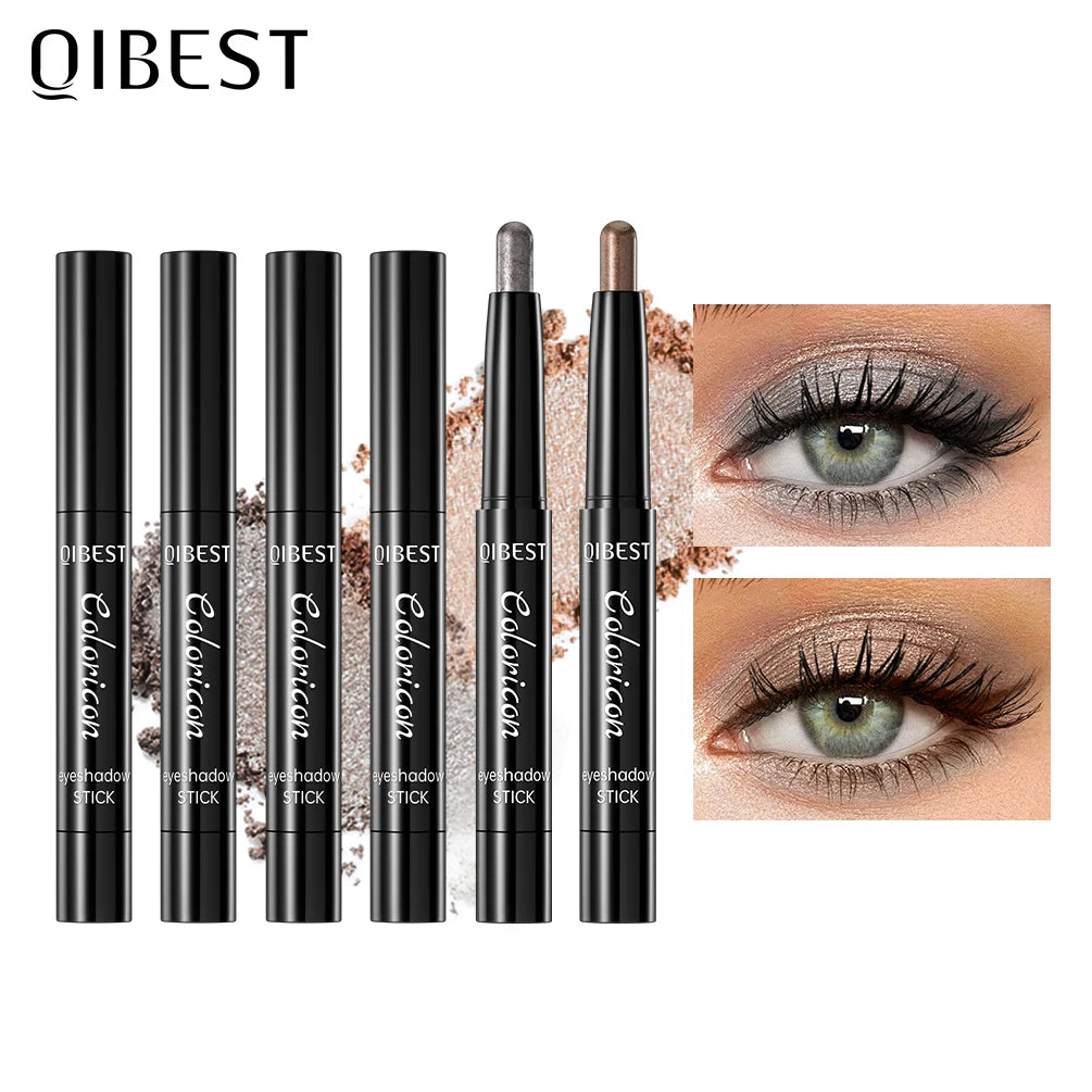 QIBEST Glitter Eyeshadow Pencil Lasting Eye Shadow Eyeliner Makeup Pearly Shimmer Highlighter Charming Eye Cosmetics Shadow Qme