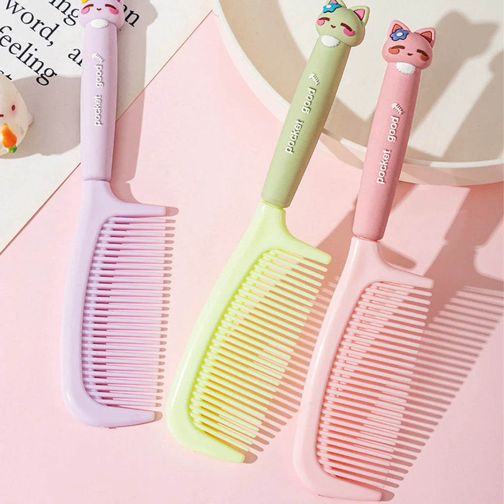 Cute Cartoon Cat Head Hair Comb Student Styling Straight Women's Qme